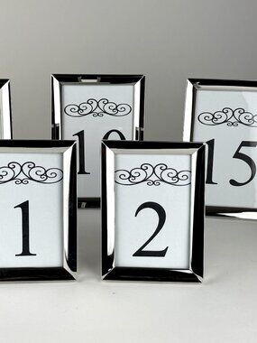 Silver Wedding Table Numbers 1-15 Set Chrome Elegant Reception Decor 15pc
